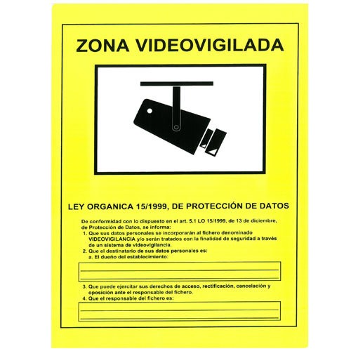 CARTEL DE AVISO SEGURIDAD ZONA VIDEOVIGILADA CAMARA PLASTICO 297 x 210MM  BD5712 EUR 4,90 - PicClick ES